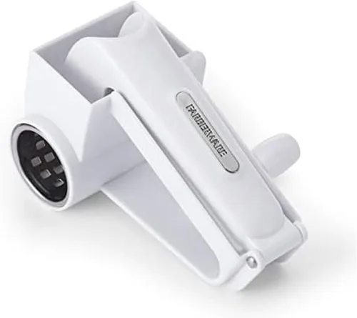 Farberware Rallador rotativo profesional con tambor de acero inoxidable grabado fino, 4.33x5.51x3.54 pulgadas, blanco