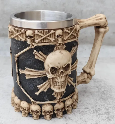 Miniatura 8 de Ebros Gift Gran taza de café con diseño de ron pirata pirata y huesos cruzados, diseño de calavera y cráneo, jarra, jarra, taza de café de 20 onzas