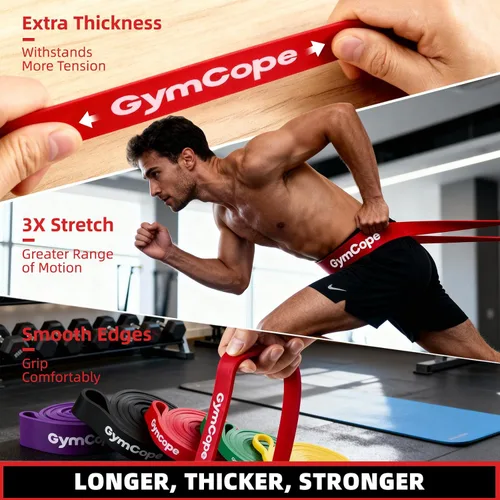 Miniatura 5 de GymCope Bandas de resistencia para dominadas, juegos de bandas de asistencia de 3/4/5 para hombres y mujeres, bandas de ejercicio de entrenamiento