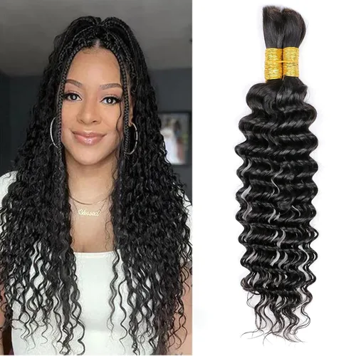 Miniatura 25 de Extensiones de cabello humano afro rizado 4B 4C Afro Kinky a granel de cabello humano virgen sin procesar para mujeres, negro natural, 8 pulgadas