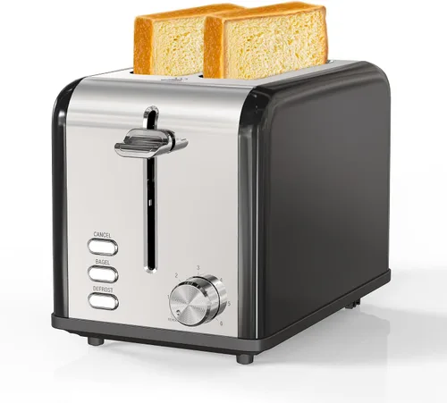 Miniatura 9 de Simple Deluxe Tostadora de 2 rebanadas, 3 funciones y 6 ajustes de tostado, ranura extra ancha y bandeja extraíble para migas, para pan y gofre