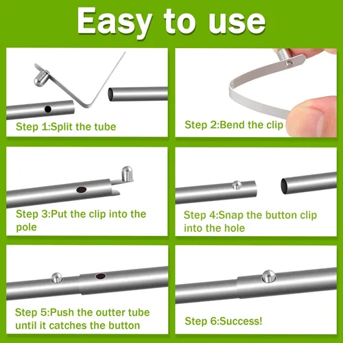Miniatura 3 de Moxweyeni 8 clips de resorte con botón de presión, clips de poste de tienda de campaña de acero inoxidable, clips de resorte de remo para kayak
