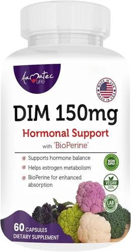 Miniatura 8 de Complejo DIM para mujer de 150 mg – Pastillas equilibradoras de estrógeno bioperina para la menopausia y los sofocos para aliviar el acné hormonal