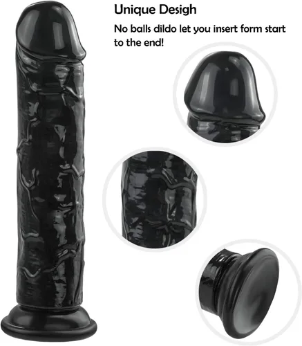 Miniatura 3 de Consoladro realista negro, consolador pequeño de 7 pulgadas con copa de succión fuerte para juego con manos libres, juguete sexual para adultos