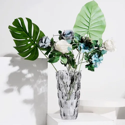 Miniatura 6 de CEMABT Jarrones de vidrio de 9.5 pulgadas 3.4 lb para flores Jarrones de vidrio irrompibles y engrosados modernos para centros de mesa, coloridos