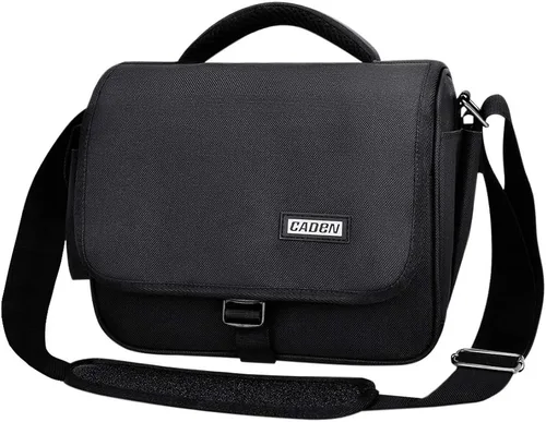 Miniatura 10 de CADeN Bolsa para Cámara Funda Bandolera Cruzada Compatible con Nikon, Canon, Sony, Cámaras DSLR SLR sin Espejo y Lentes (1.0 Negro, Grande)