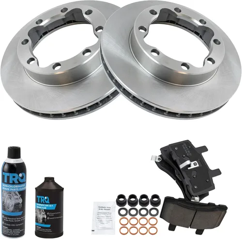 Miniatura 3 de TRQ Kit de pastillas de freno delantero y rotor, kit químico de freno, pastillas de freno de cerámica compatible con Chevrolet K1500 Suburban