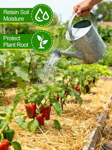 Miniatura 2 de Paja de trigo natural – 1 libra de limpieza en seco suave cubierta de mantillo para jardín, gallinero, patio, granja, mascotas, paca de paja