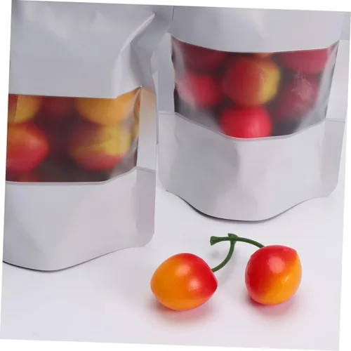 Miniatura 7 de 100 bolsas resellables con cremallera aluminizadas con soporte de ventana transparente, bolsa de almacenamiento para frutos secos, semillas de té