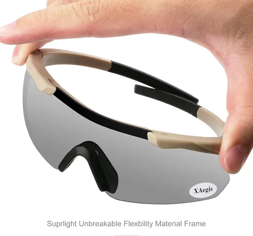 Miniatura 4 de xaegistac Tactical Shooting Glasses with 3 Interchangeable Lens High Impact Eye Protection Caqui