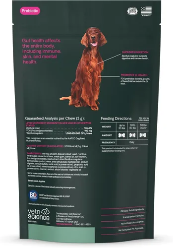 Miniatura 2 de VetriScience Gomitas para la Salud Intestinal, Suplemento Digestivo Probiótico Diario para Perros, Probióticos para Mascotas para el Apoyo