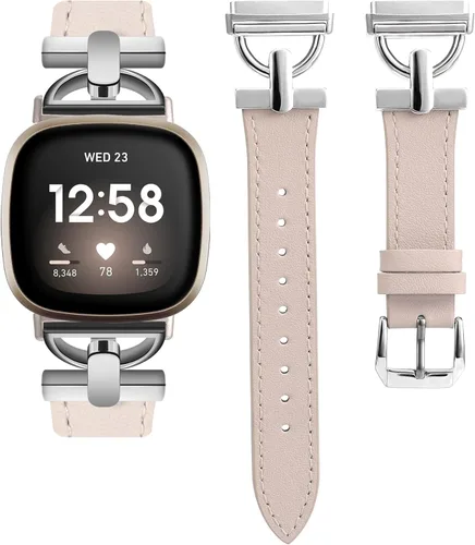 Miniatura 16 de Wearlizer Correa de cuero compatible con Fitbit Versa 3/4 Sense 2, correa de cuero elegante con hebilla de metal en forma de D para reloj