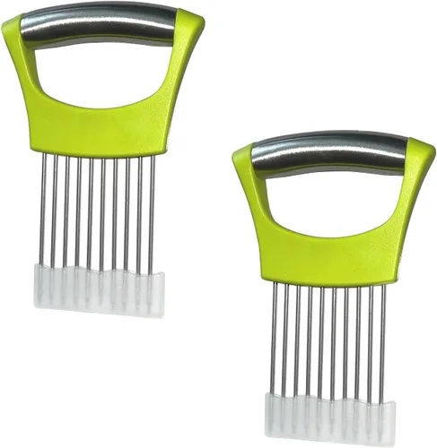 Miniatura 6 de 2 soportes para rebanar cebolla - Soporte de acero inoxidable para carne, picador de carne Herramienta multiusos de seguridad de cocina para Negro
