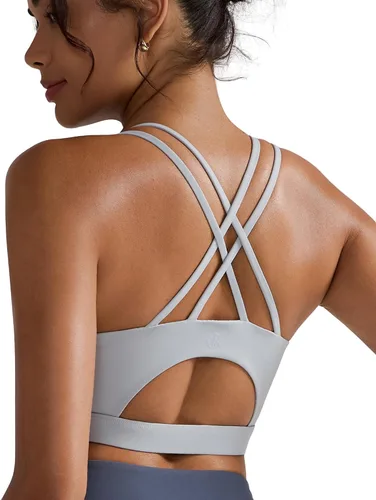 Miniatura 18 de Brasieres deportivos para mujer, con relleno, tipo camiseta sin mangas, sexis, con espalda cruzada, de alto impacto, largos, ideales para practicar