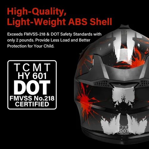 Miniatura 2 de TCMT Casco de motocross para jóvenes, certificado por DOT, casco de motocross ATV de cara completa para niños con gafas, guantes y bolsa para casco