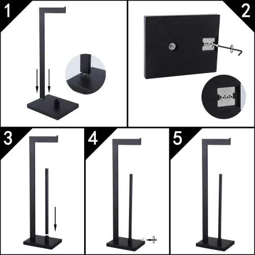Miniatura 4 de GERZWY SUS 304 - Soporte de papel higiénico de acero inoxidable, soporte de papel higiénico de pedestal con reserva, negro mate DZY004-BK
