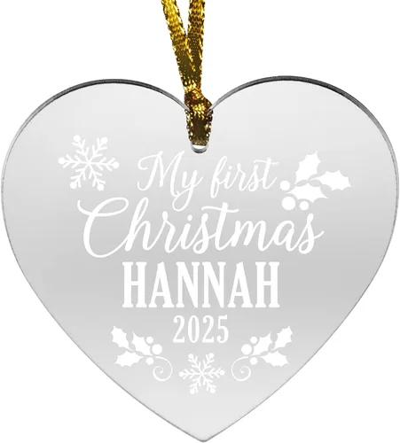 Miniatura 19 de Let's Make Memories Adorno personalizado para la primera Navidad del bebé, adorno de recuerdo 2025, mi primera Navidad, pies de bebé, corazón