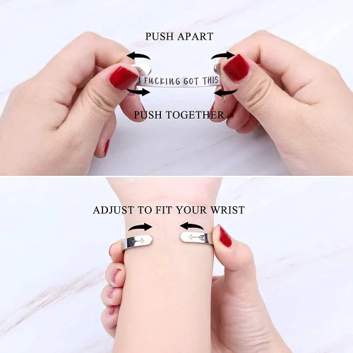 Miniatura 3 de Pulsera inspiradora con texto en inglés "Keep Going", con texto en inglés "Keep Going", de acero inoxidable, grabado para mejor amiga, hermana