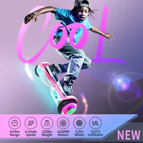 Miniatura 2 de SISIGAD Scooter, 6.5" Flash Wheels & Corlorful LED Lights, All for Girls Boys Kids Ages 6+ L-Rosa Blanco