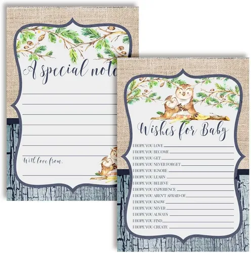 Amanda Creation Guess Whooo - Tarjetas de deseos de bebé de 20, 4 x 6 pulgadas, actividad divertida para baby showers, recuerdos de última