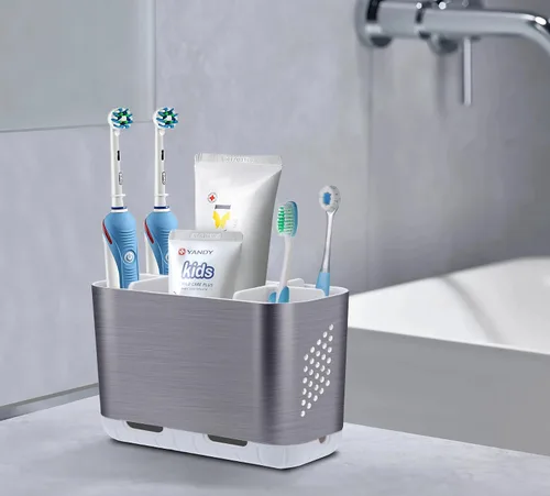 Miniatura 2 de Portacepillos de dientes para organizador de encimera de baño, portacepillos para cepillos de dientes eléctricos grandes desmontables