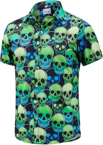 Miniatura 25 de EUOW - Camisas hawaianas para hombre de manga corta con botones, estampadas para la playa y el verano