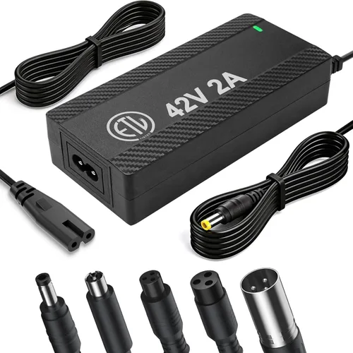 Cargador de batería de litio de 36 V, certificado ETL de 42 V 2 A para scooter eléctrico, Hoverboard Ebike, compatible con Gotrax, Jetson, Ninebot,
