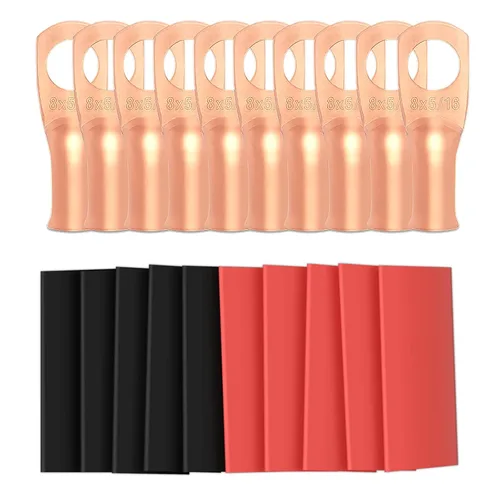 Miniatura 25 de 6 piezas 1/0 AWG - 1/2" (M12) Sanuke Terminales de anillo para cable de alambre con conectores de extremos resistentes para cable de batería, ojales