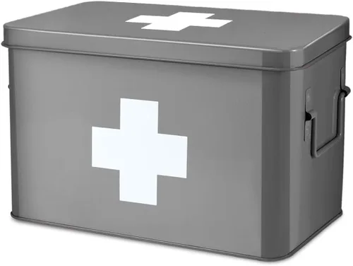 Miniatura 14 de Flexzion - Caja para medicamentos del hogar, botiquín de farmacia, 33 x 21 x 19 cm, caja de almacenamiento de metal para medicamentos de emergencia