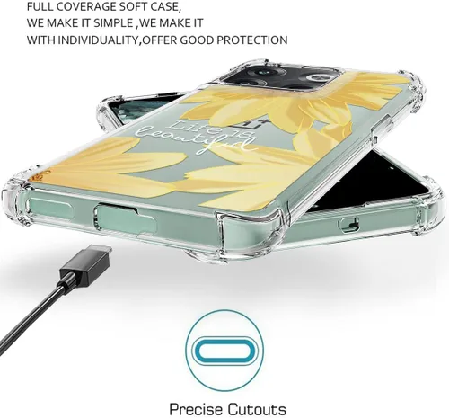 Miniatura 5 de Osophter Funda para OnePlus 10T – Transparente Niña Mujer Flor Floral con Protector de Pantalla con Esquinas Reforzadas TPU Flexible Funda