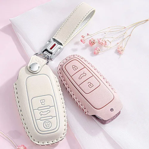 Miniatura 6 de SANRILY Funda de piel de vaca para llavero Audi, Beige