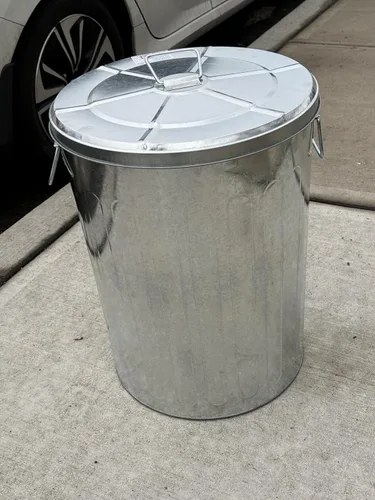 Miniatura 7 de Plexon Bote de basura de 20 galones con tapa, pregalvanizado, bote de basura de metal, gris, PL-20-1PK