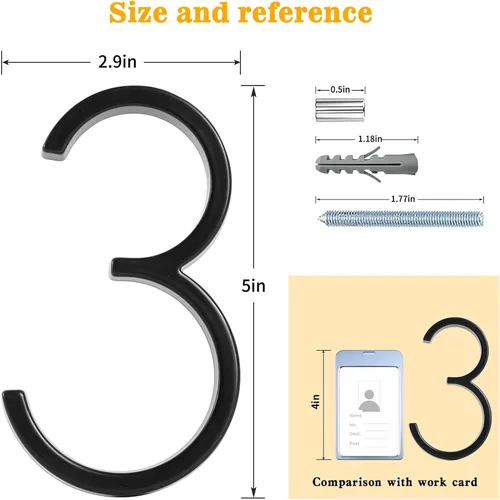 Miniatura 2 de Número de casa flotante de acero inoxidable de 5 pulgadas, números de casa modernos de metal antioxidante con kits de clavos para puerta, jardín
