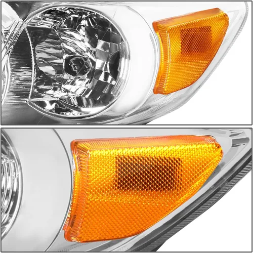 Miniatura 3 de DNA Motoring Juego de faros compatible con sedán Toyota Corolla 2011-2013, cromado/ámbar, HL-OH-TCOR11-CH-AM ámbar cromado