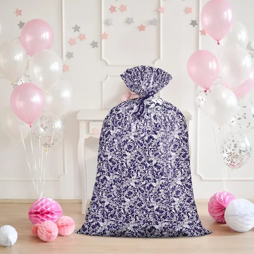 Miniatura 5 de Loveinside Bolsa de Regalo de Plástico Grande Jumbo, Bolsa de Plástico de Diseño Floral con Etiqueta y Lazo para Cumpleaños, Día de la Madre, Boda
