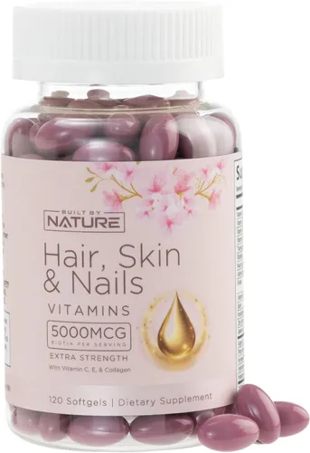 Vitaminas para la piel y las uñas – 5000 mcg de biotina con vitamina C, E, colágeno, ácido hialurónico, argán y aceite de coco – Delicioso