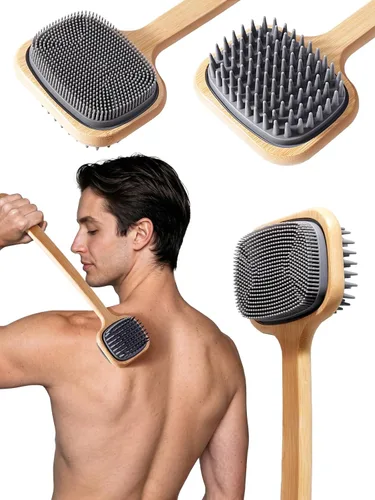Miniatura 9 de NURENDER Rascador de espalda extra grande, rascador de bambú extendido, mango curvo de 22.04" de largo; cabeza más ancha; superficie de rascado más