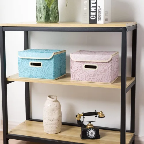 Miniatura 4 de PRANDOM - Cajas de almacenamiento plegables con tapa, de tela decorativa con asas y divisor para organizar la habitación, armario, sala de estar
