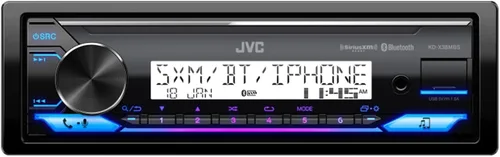 Miniatura 3 de JVC Receptor estéreo marino Bluetooth USB/AUX de un solo DIN, 4 altavoces negros de barco de 6.5 pulgadas y 180 vatios, antena de radio negra