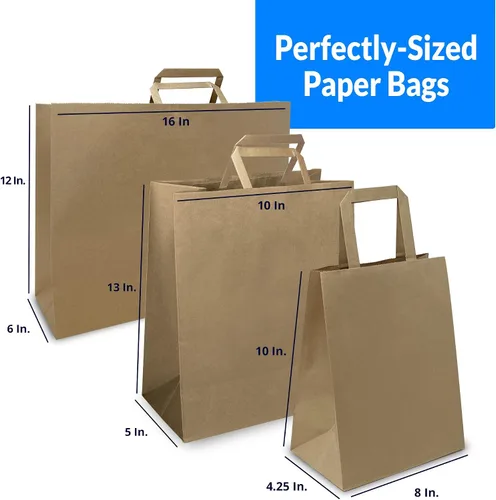 Miniatura 2 de Reli. Bolsas de papel con asas, papel kraft Varios tamaños grandes 75 piezas (25 de cada tamaño) - a granel 8x4.25x10-10x5x13-16x6x12