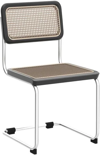 Miniatura 4 de Alunaune Juego de 2 sillas de comedor modernas de mediados de siglo, sillas de cocina tapizadas de ratán natural, sillas laterales sin brazos