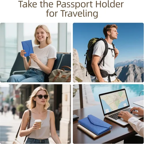 Miniatura 112 de Zoppen - Billetera de viaje con bloqueo RFID multiusos (Ver.4) Portatarjetas de pasaporte y vacunas, organizador de documentos de tres pliegues