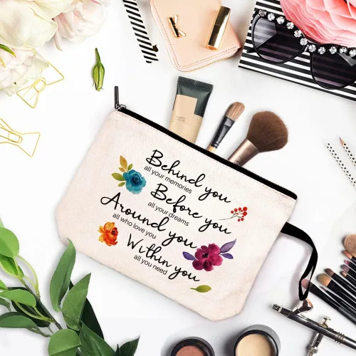 Miniatura 2 de Behind You All Your Memories - Divertida bolsa de cosméticos para artículos de aseo de viaje, bolsa de almacenamiento con cremallera, bolsa