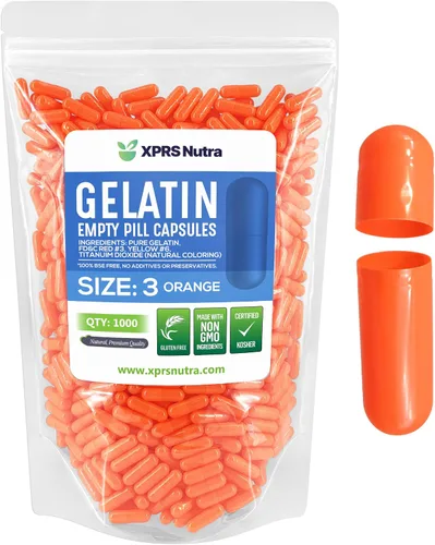Miniatura 30 de XPRS Nutra Cápsulas vacías de tamaño 3 – 1000 cápsulas vacías de gelatina – Pastillas de relleno de cápsulas de bricolaje – Cápsulas de gel de Rojo