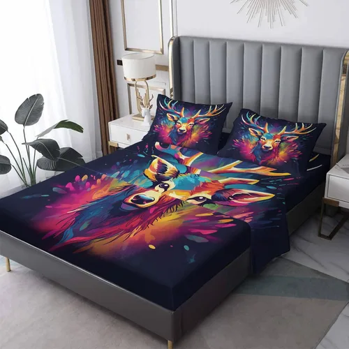 Miniatura 11 de Sábanas de ciervo tamaño individual – Sábanas de cama de animales del bosque, microfibra suave, bolsillo profundo, sábanas y fundas de almohada