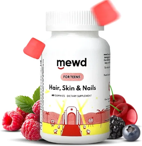 MEWD Gomitas multivitamínicas para el cabello, la piel y las uñas para adolescentes y niños, fuerza y crecimiento de biotina con zinc, vitaminas A,