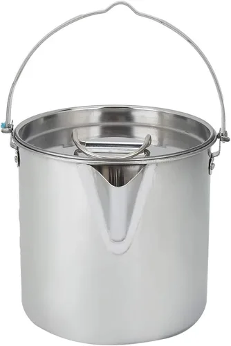 Miniatura 7 de TOPINCN Olla de acero inoxidable utensilios de cocina portátil colgante olla de agua hervidor de agua al aire libre camping senderismo cafetera