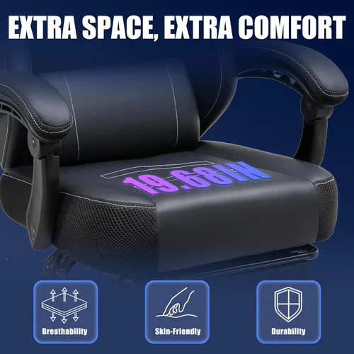 Miniatura 6 de GTPLAYER Silla de juegos con reposapiés, silla reclinable con reposacabezas y soporte lumbar, reposabrazos de acoplamiento, silla ergonómica