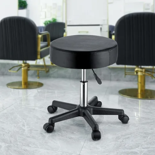 Miniatura 2 de VEVOR Taburetes rodantes con ruedas, capacidad de peso de 400 libras, taburete de altura ajustable con cojín de asiento ultra grueso, silla Negro