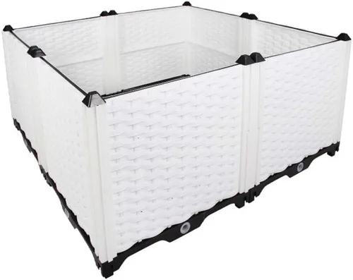 Miniatura 15 de Hershii Kits de cama elevada de jardín, contenedores rectangulares de plástico para plantas profundas, para interiores y exteriores, verduras, Blanco